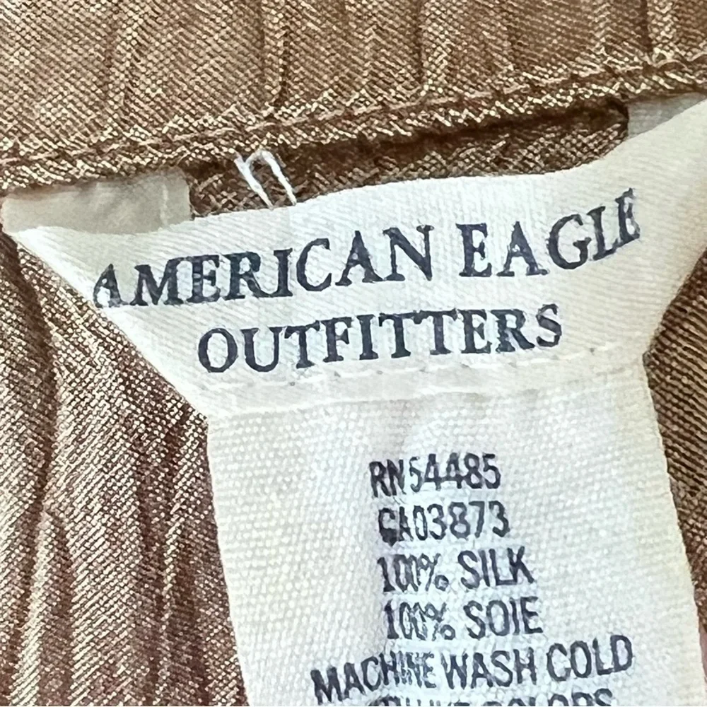 Vintage American Eagle 100% Silk Tiered Skirt Romantic Boho Cottagecore Crinkle